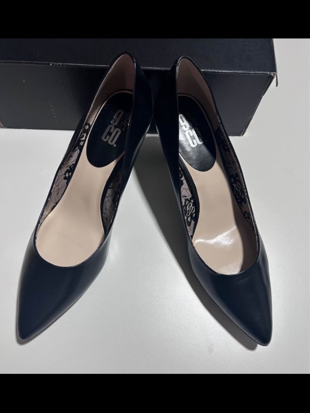 9 & Co. Black Pointed-Toe Lace-Trim Pumps - Picture 5 of 6